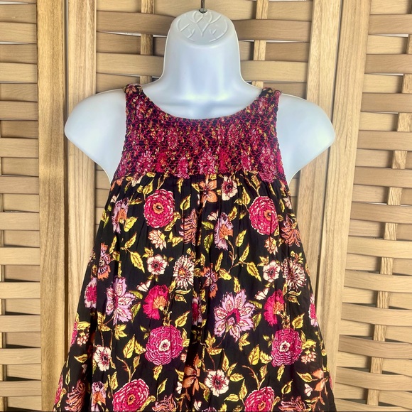 FREE PEOPLE Embroidered Tiered Floral Baby Doll Full Circle Open Back Mini Dress - Picture 4 of 7